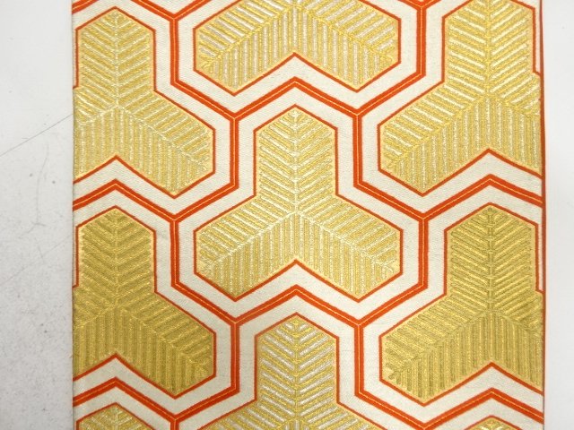  アンティーク　毘沙門亀甲に若松模様織り出し袋帯（材料）